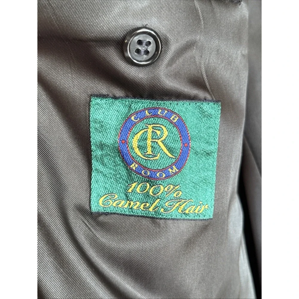 Club Room Mens 44L Blazer 100% Camel Hair Coat Charcoal Gray Two Button Jacket